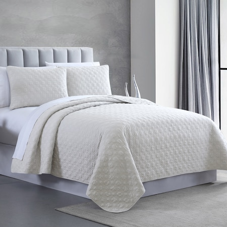 MODERN THREADS Modern Threads 3-Piece Enzyme Washed Diamond Link Quilted Coverlet Set White King 3WSDQLTE-WHT-KG